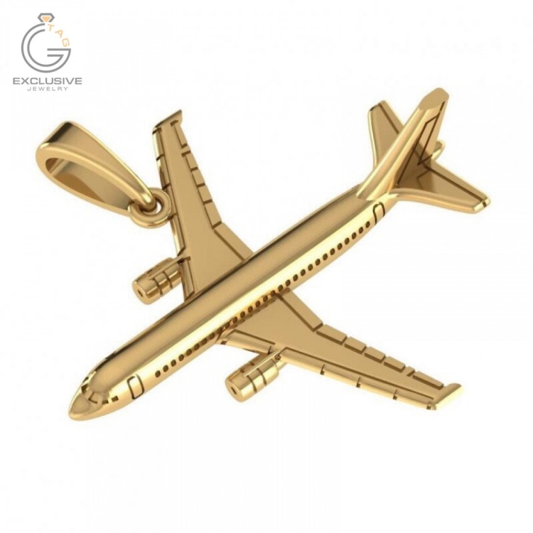 Золотой кулон самолет