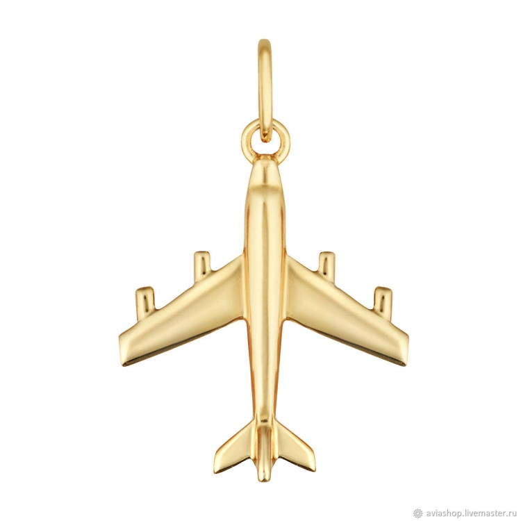 Кулон самолет золото 585
