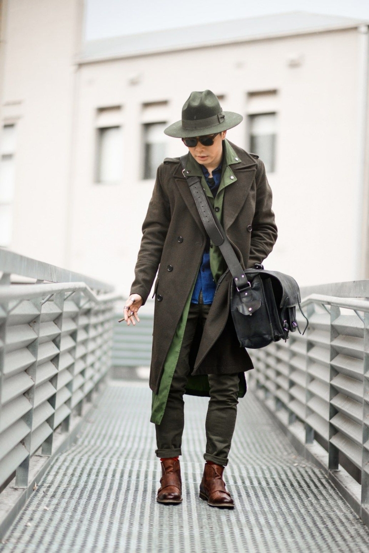 Пальто хаки мужское