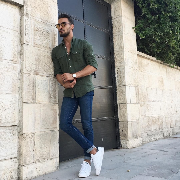 Джинсы с кедами мужские