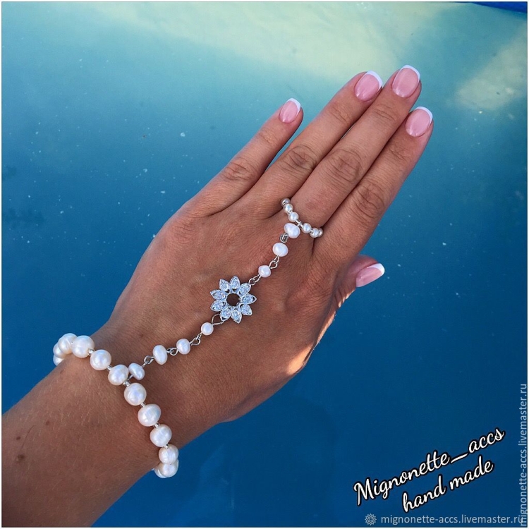 Слейв браслет Марокко белый жемчуг