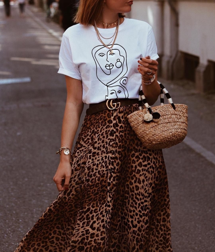 Сочетание с леопардовой юбкой