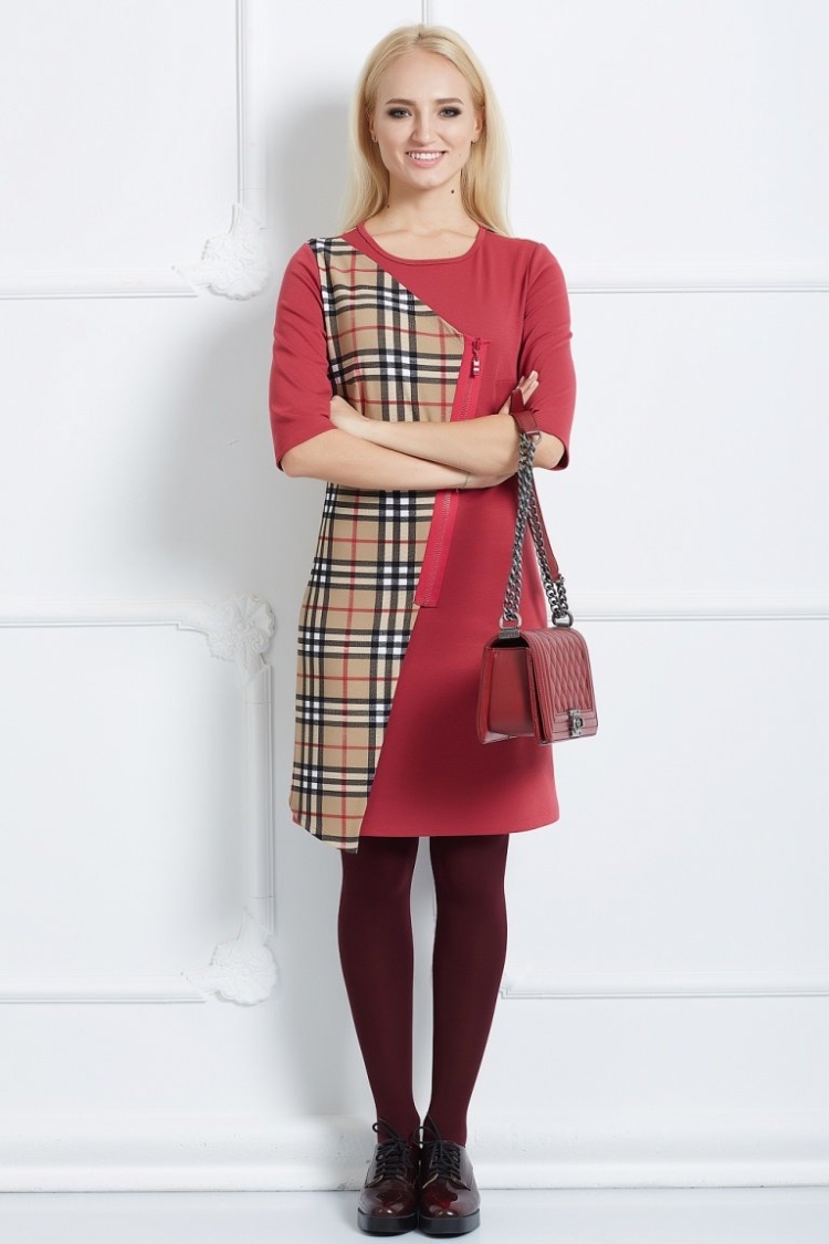 Комбинированные офисные платья