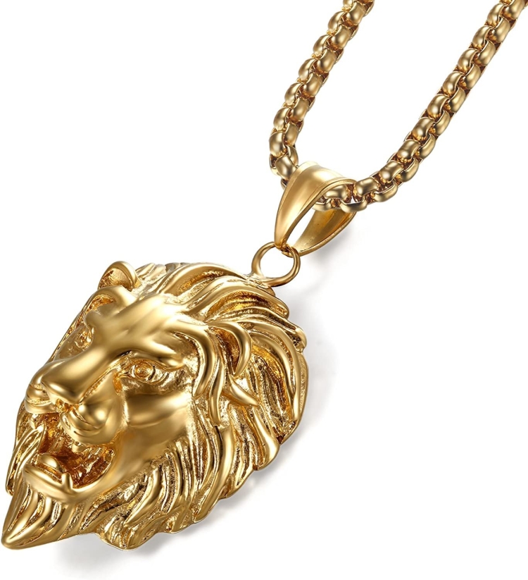Золотой кулон голова Льва