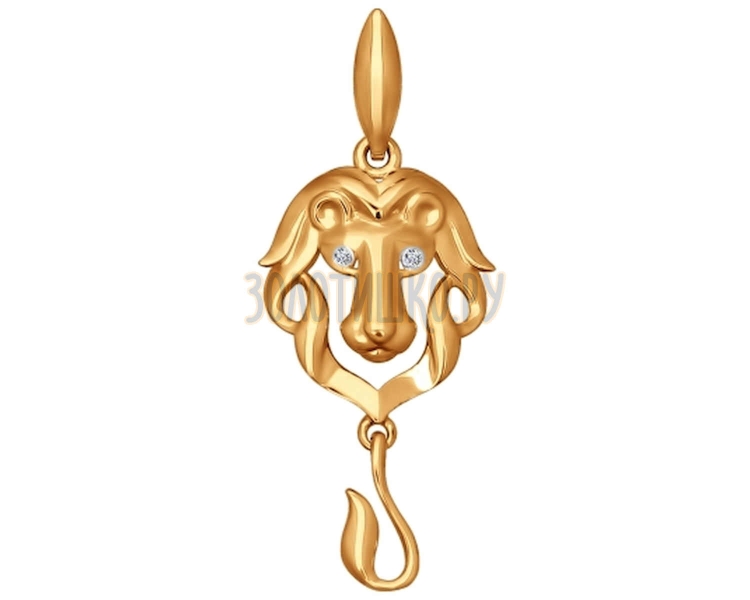 Подвеска золото знак зодиака Лев с фианитами 1.68