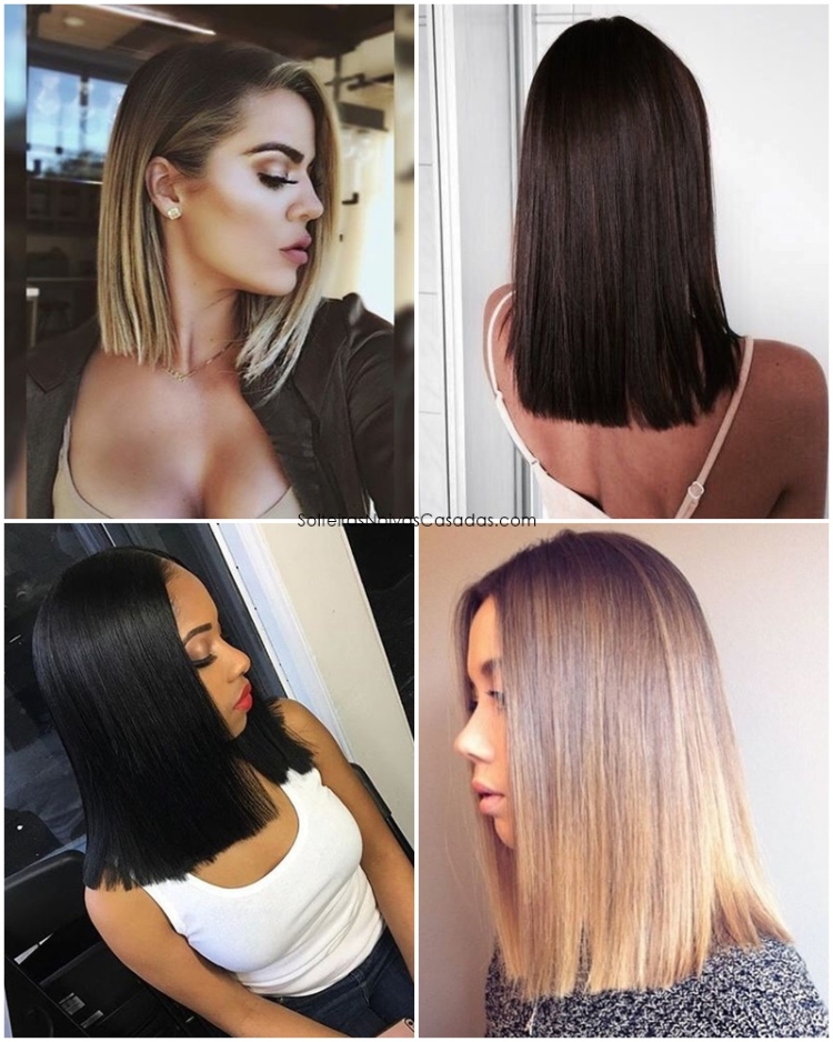 Ровный срез на средние волосы