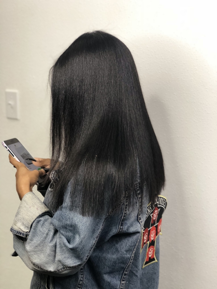 Ровный срез на длинные волосы