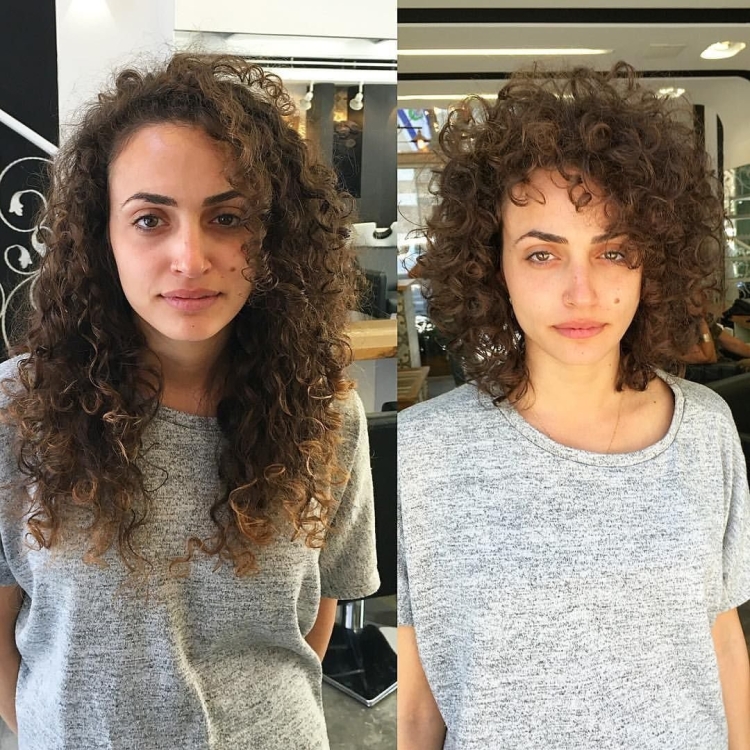 Кудрявые волосы до и после стрижки