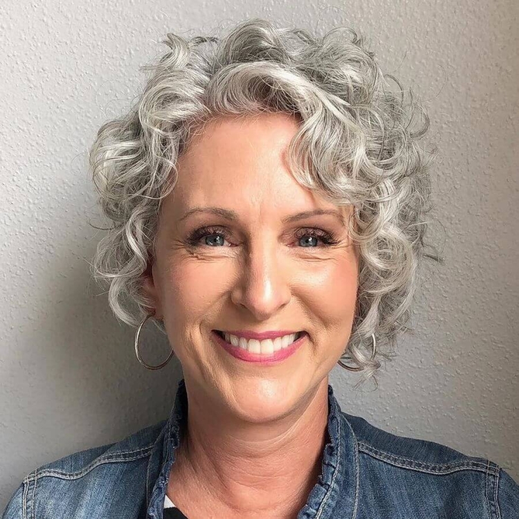 Стрижка на кудрявые Седые волосы