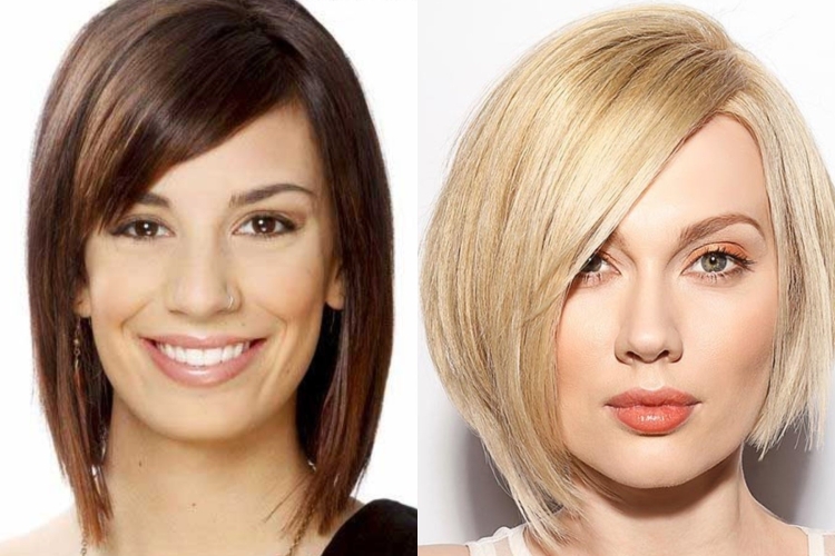 Асимметричное градуированное каре на средние волосы