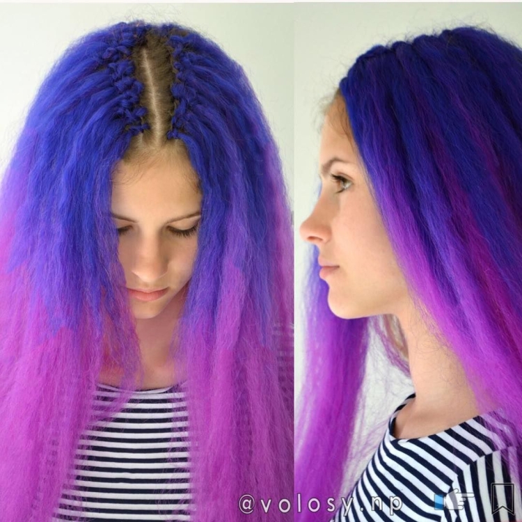 Канекалон с распущенными волосами