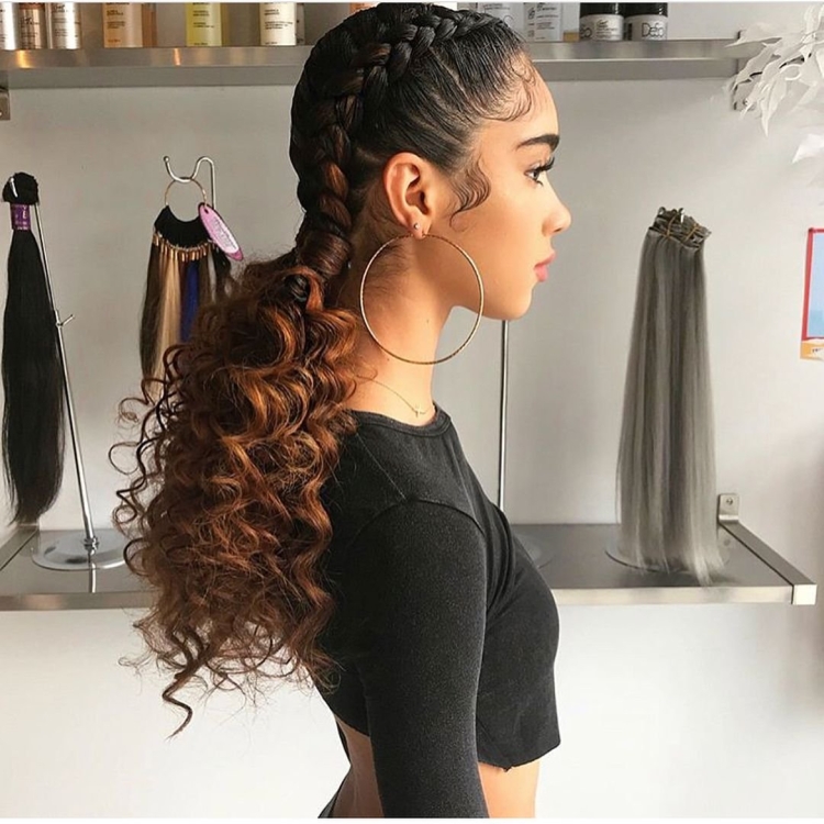 Хвост с кудряшками и косичками