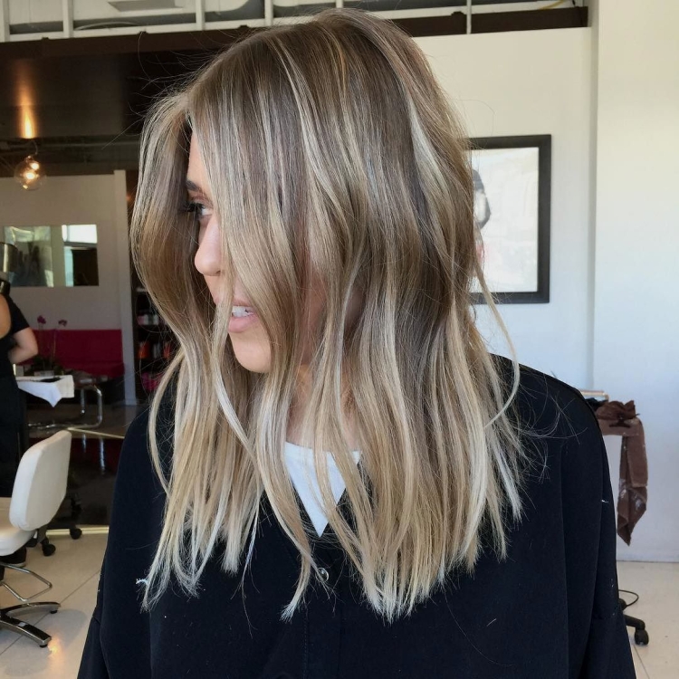 Балаяж окрашивание на русые волосы средней длины прямые