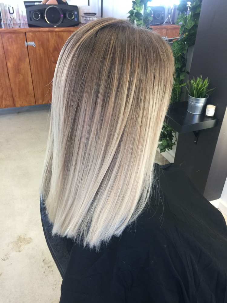 Балаяж окрашивание блонд прямые волосы