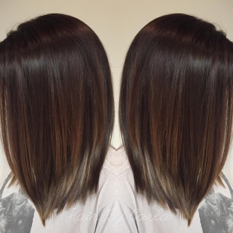 Балаяж на темные каре прямые