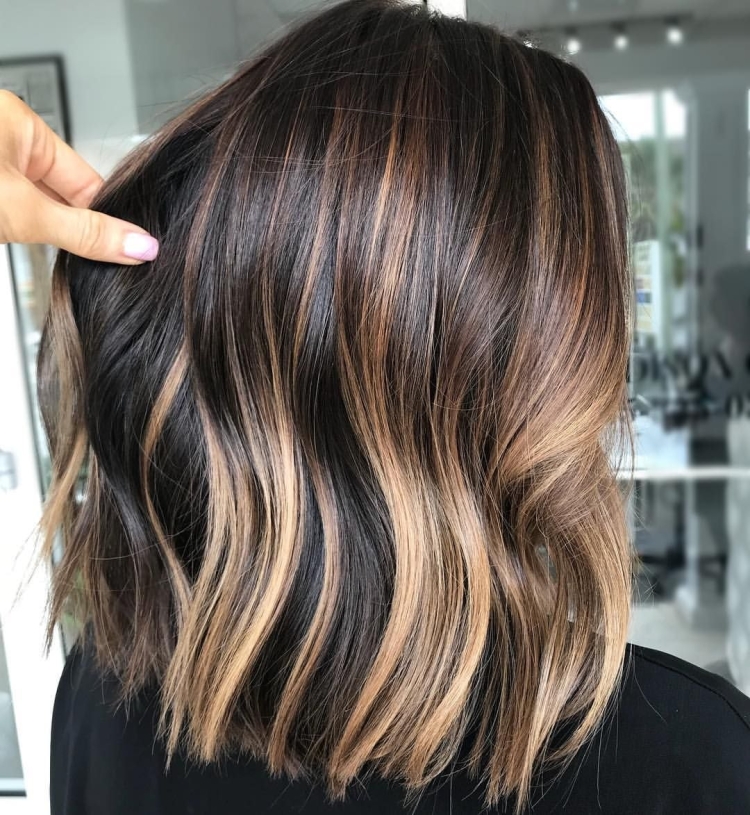 Окрашивание волос балаяж на темные волосы средней длины