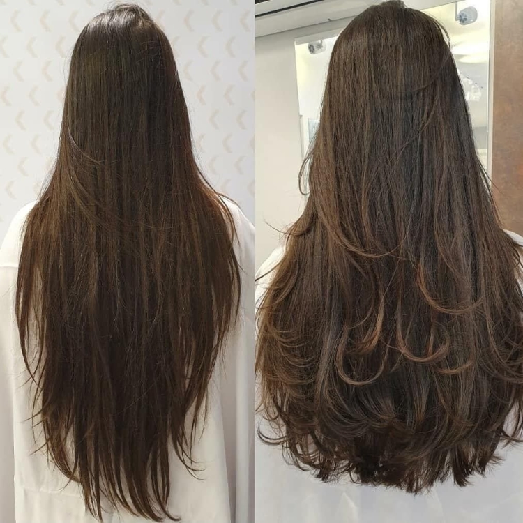 Каскад на длинные волосы до поясницы