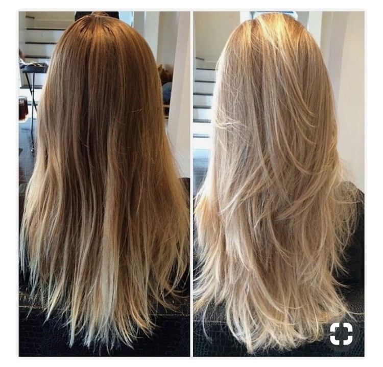 Каскад на длинные светлые волосы