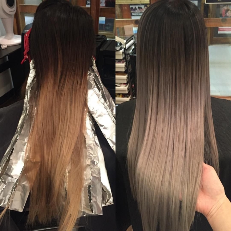 Балаяж на темные длинные выпрямленные волосы