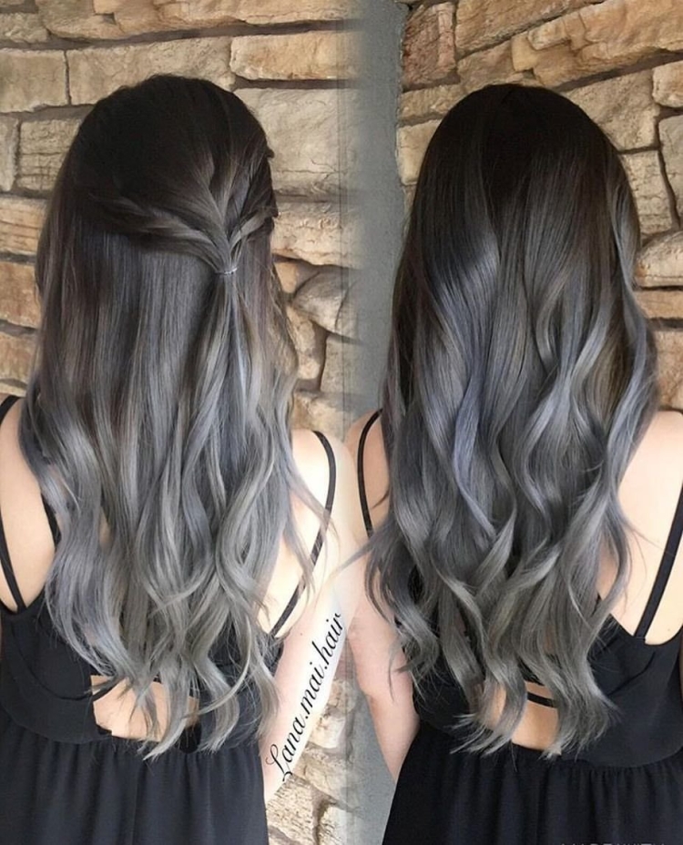 Дарк грей цвет волос балаяж