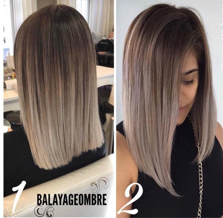 Балаяж на темные прямые волосы каре