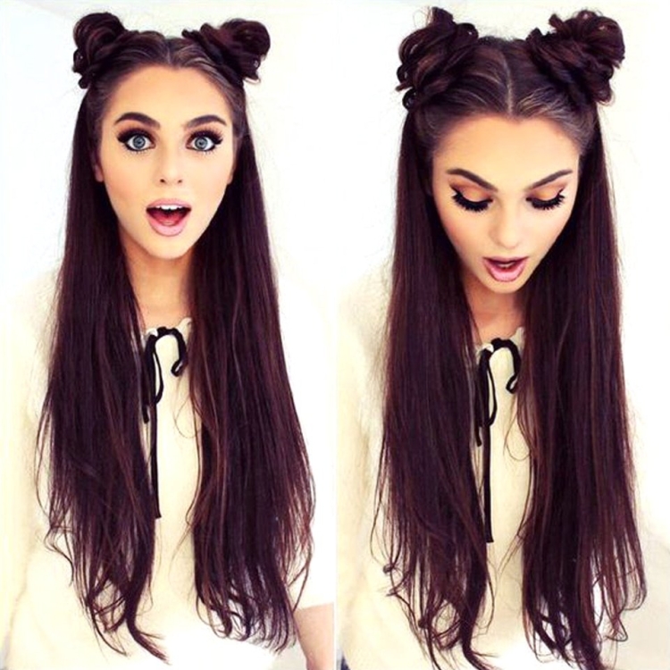 Прическа рожки на длинные волосы