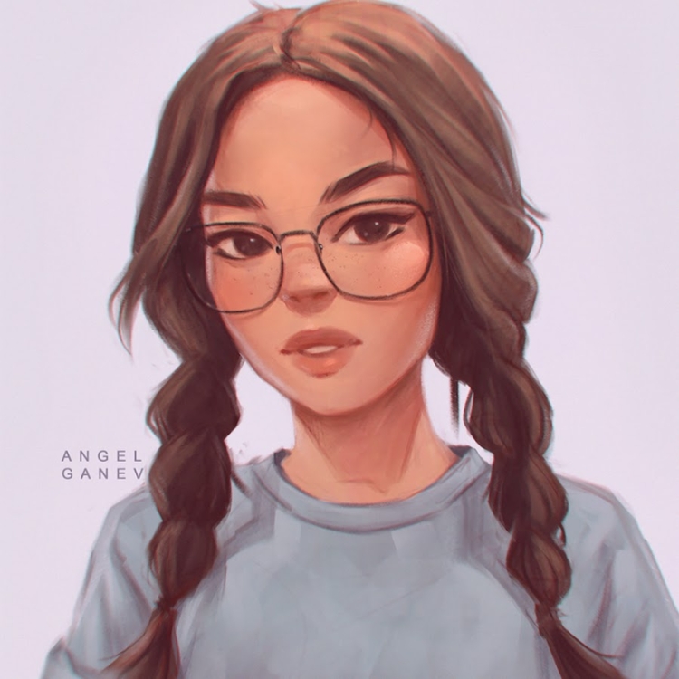 Мультяшная девушка в очках