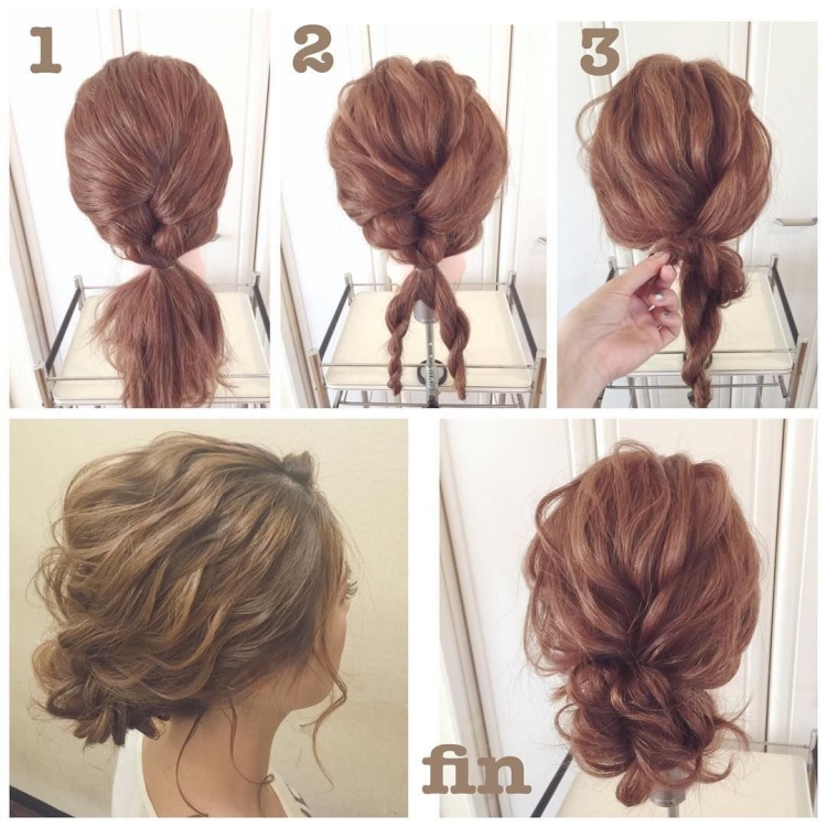 Собранные прически на средние волосы пошагово