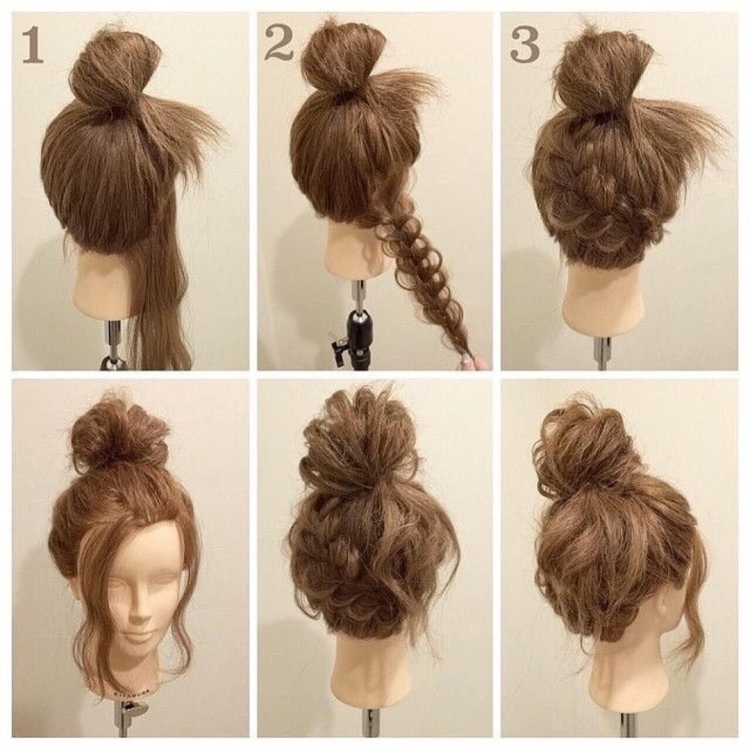 Пучок на длинные волосы пошагово