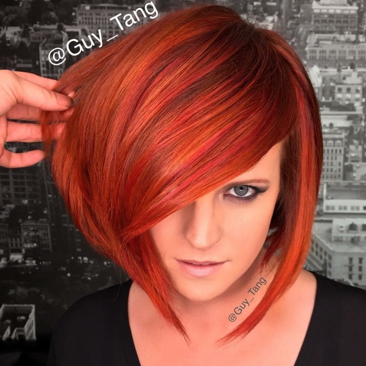 Окрашивание в рыжий на короткие волосы