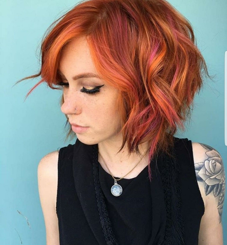 Каре стрижка и рыжее омбре