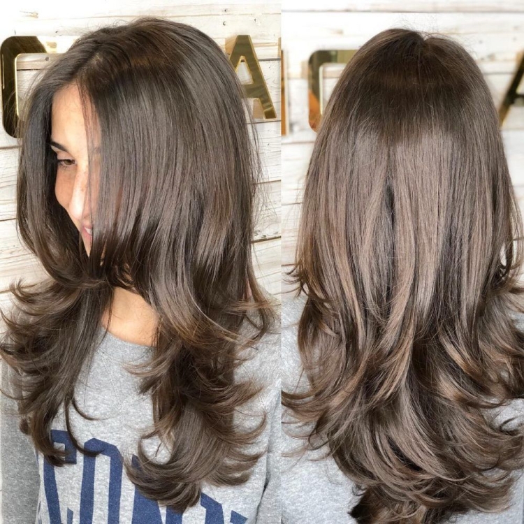 Послойная стрижка на длинные волосы