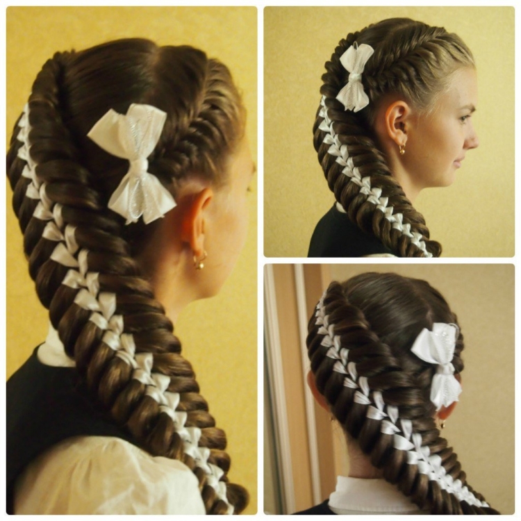 Прически с лентами на первое сентября