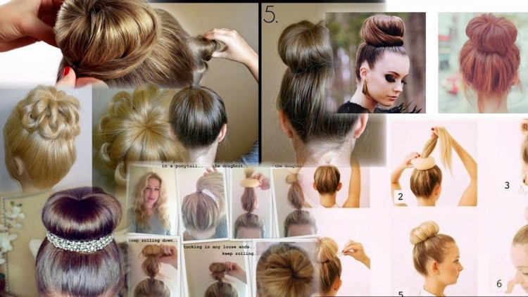 Причёска с бубликом для волос