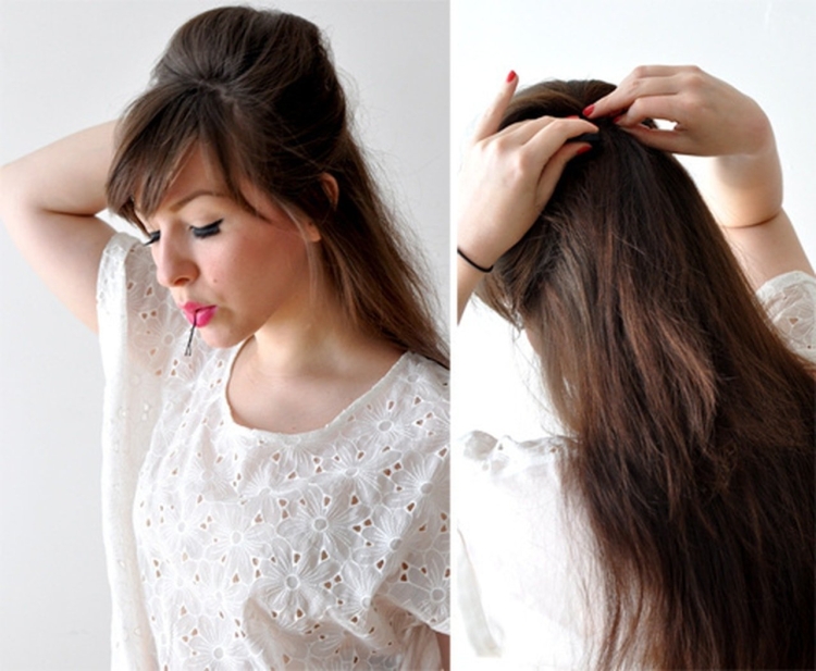 Начес на макушке с распущенными