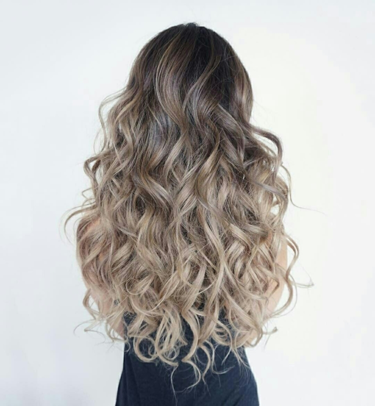 Балаяж на кудрявые волосы длинные