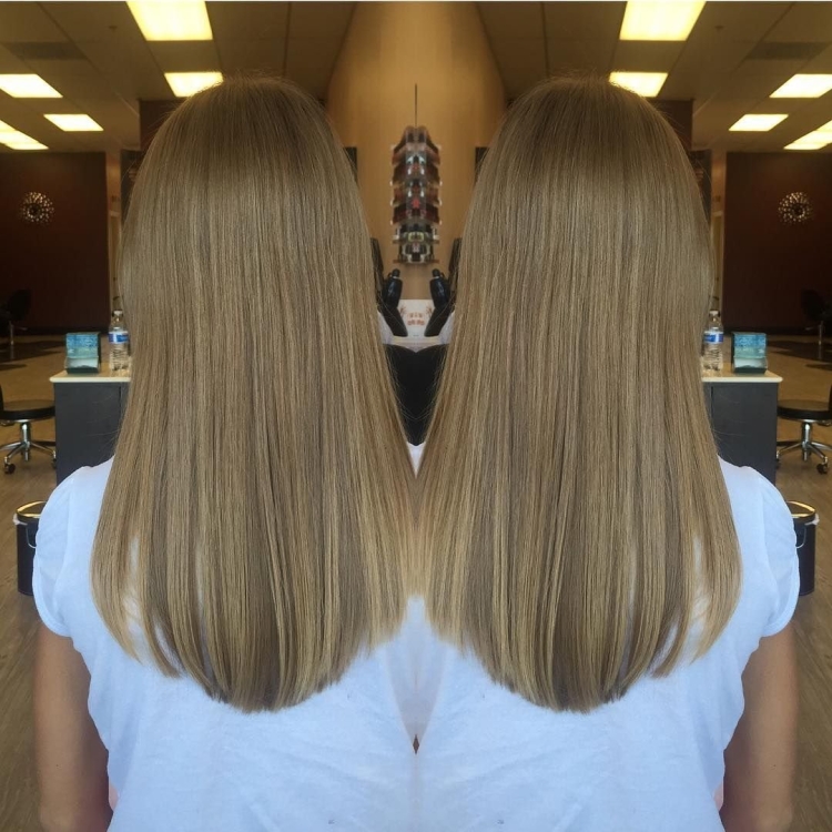 Полукруглый срез на длинных волосах