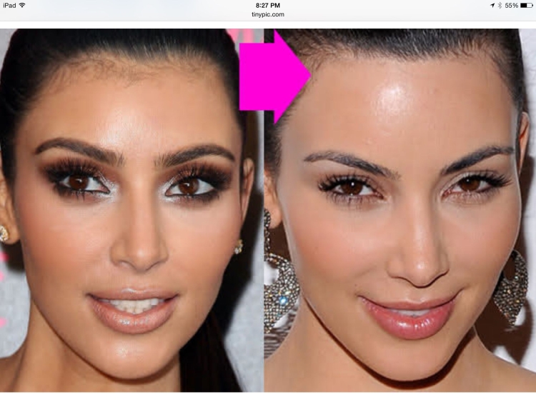 Ким Кардашян волосы на лбу