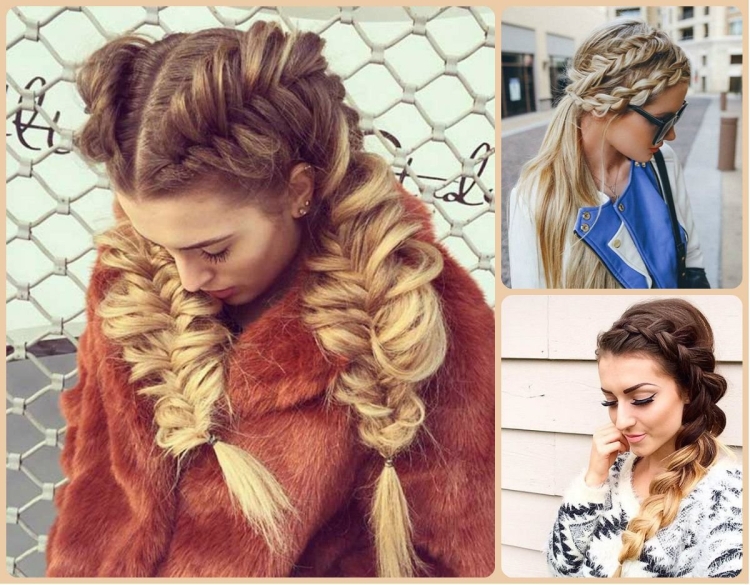 Две объемные косы на длинные волосы