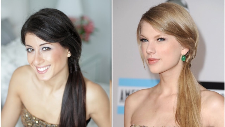 Прическа низкий хвост на бок