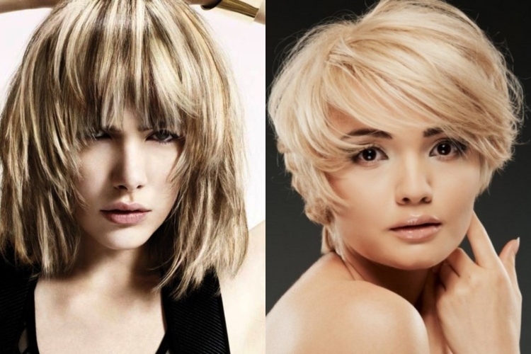 Каскад стрижка на короткие волосы с челкой придающая объем для женщин