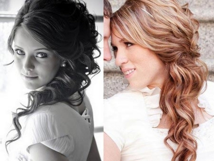 Причёски на бок кудри шатенки