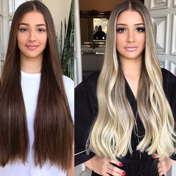 Контуринг волос на русые волосы прямые длинные