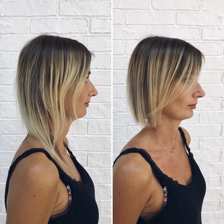 Боб каре удлиненное на тонкие волосы