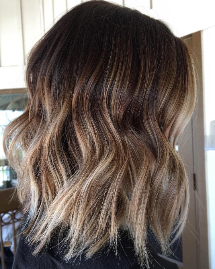 Балаяж на темно русые волосы до плеч