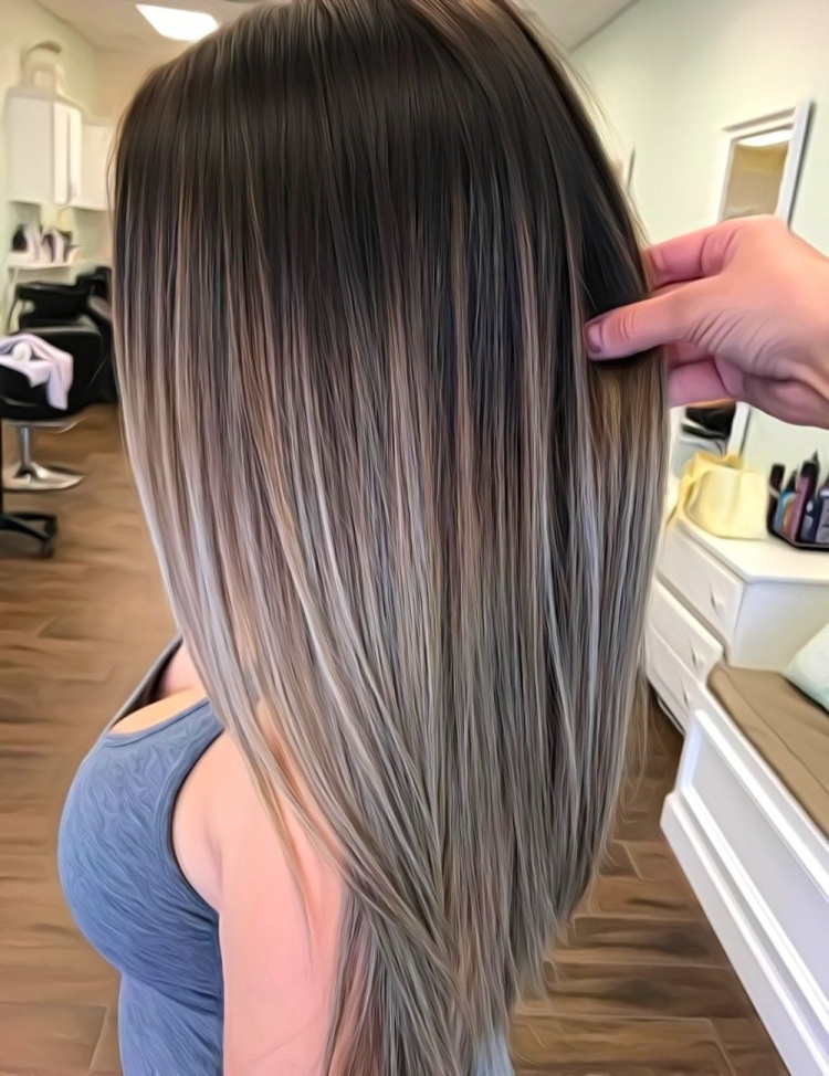 Омбре балаяж пепельный