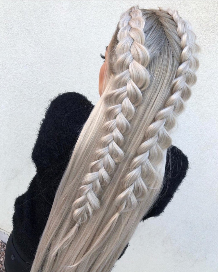 Красивые 2 косички на длинные волосы