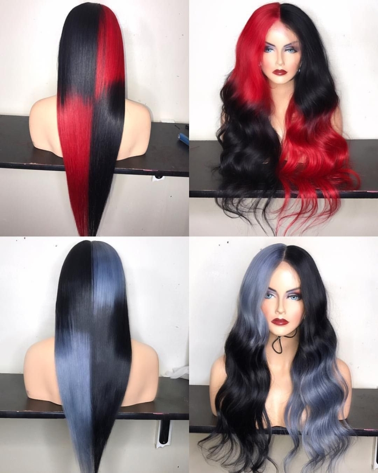 Двухцветные волосы черный и