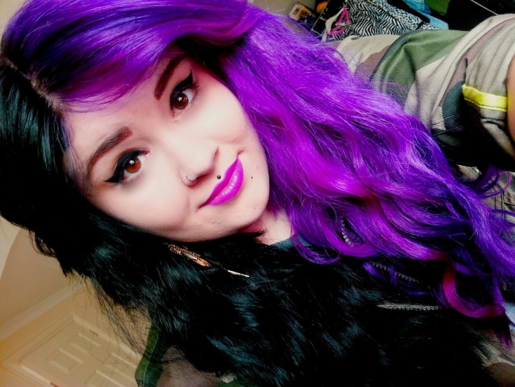 Сплит окрашивание черный и фиолетовый