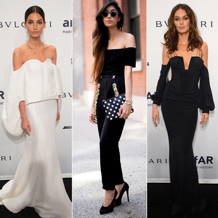 Прическа под длинное платье с открытыми плечами